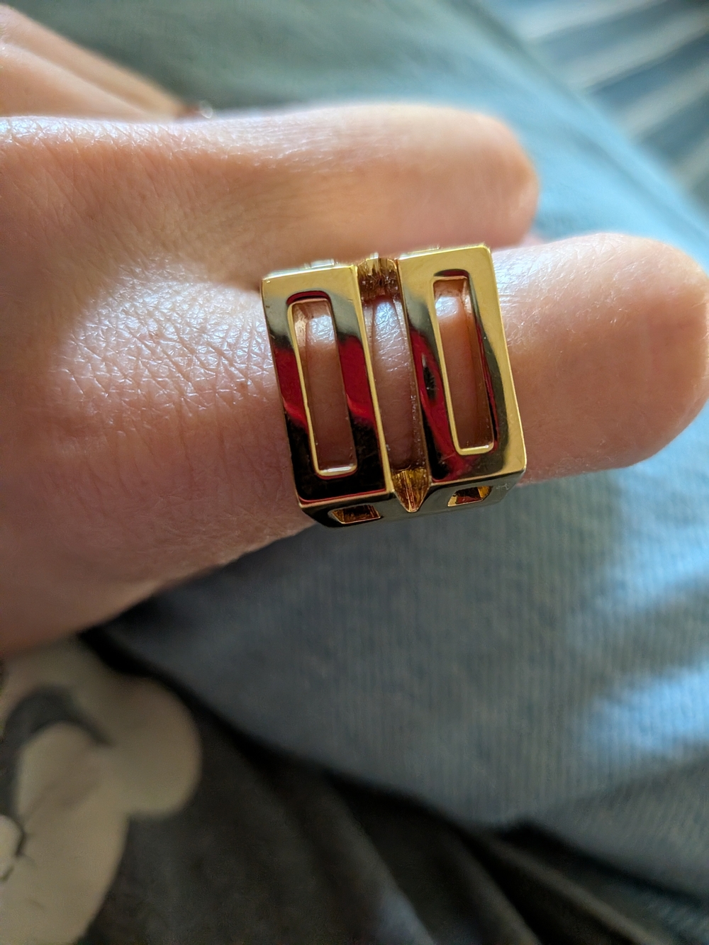 Gold-Tone Geometric Cutout Statement Chloe Ring - Women Jewelry